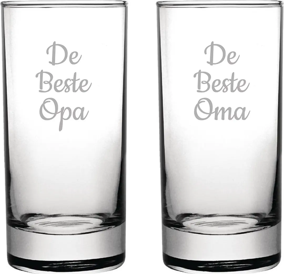 Gegraveerde longdrinkglas 28,5cl De Beste Opa-De Beste Oma