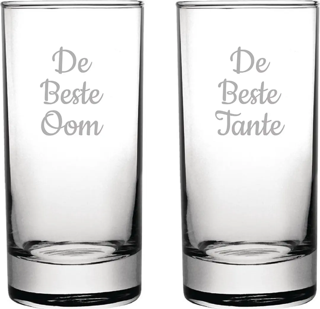 Gegraveerde longdrinkglas 28,5cl De Beste Tante-De Beste Oom
