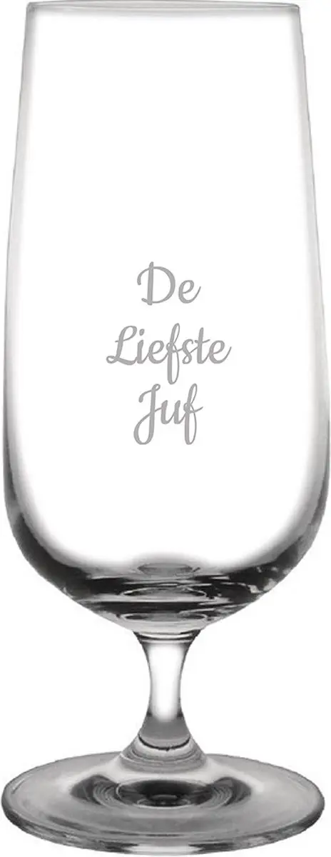 Gegraveerde bierglas op voet 41cl De Liefste Juf