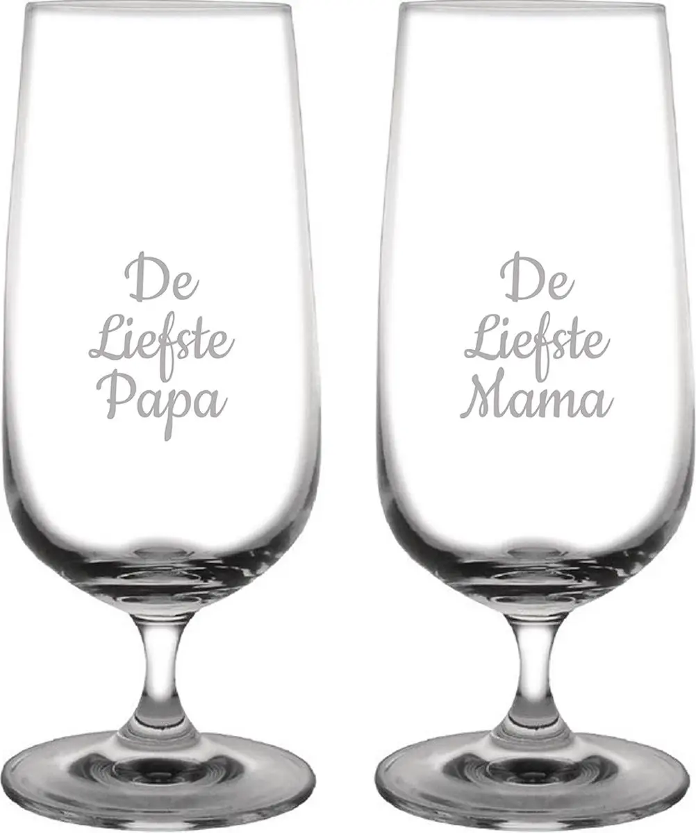 Gegraveerde bierglas op voet 41cl De Liefste Mama-De Liefste Papa