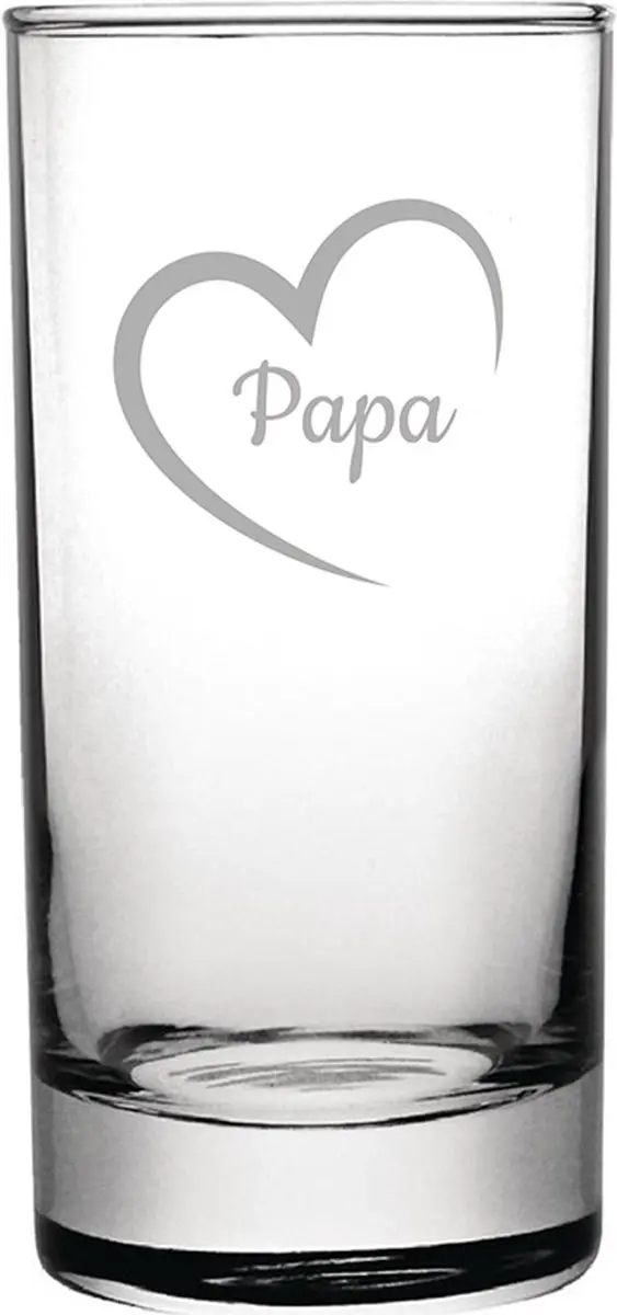 Gegraveerde longdrinkglas 28,5cl Papa met hartje