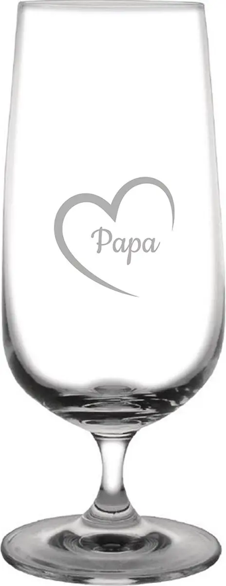 Gegraveerde bierglas op voet 41cl Papa met hartje