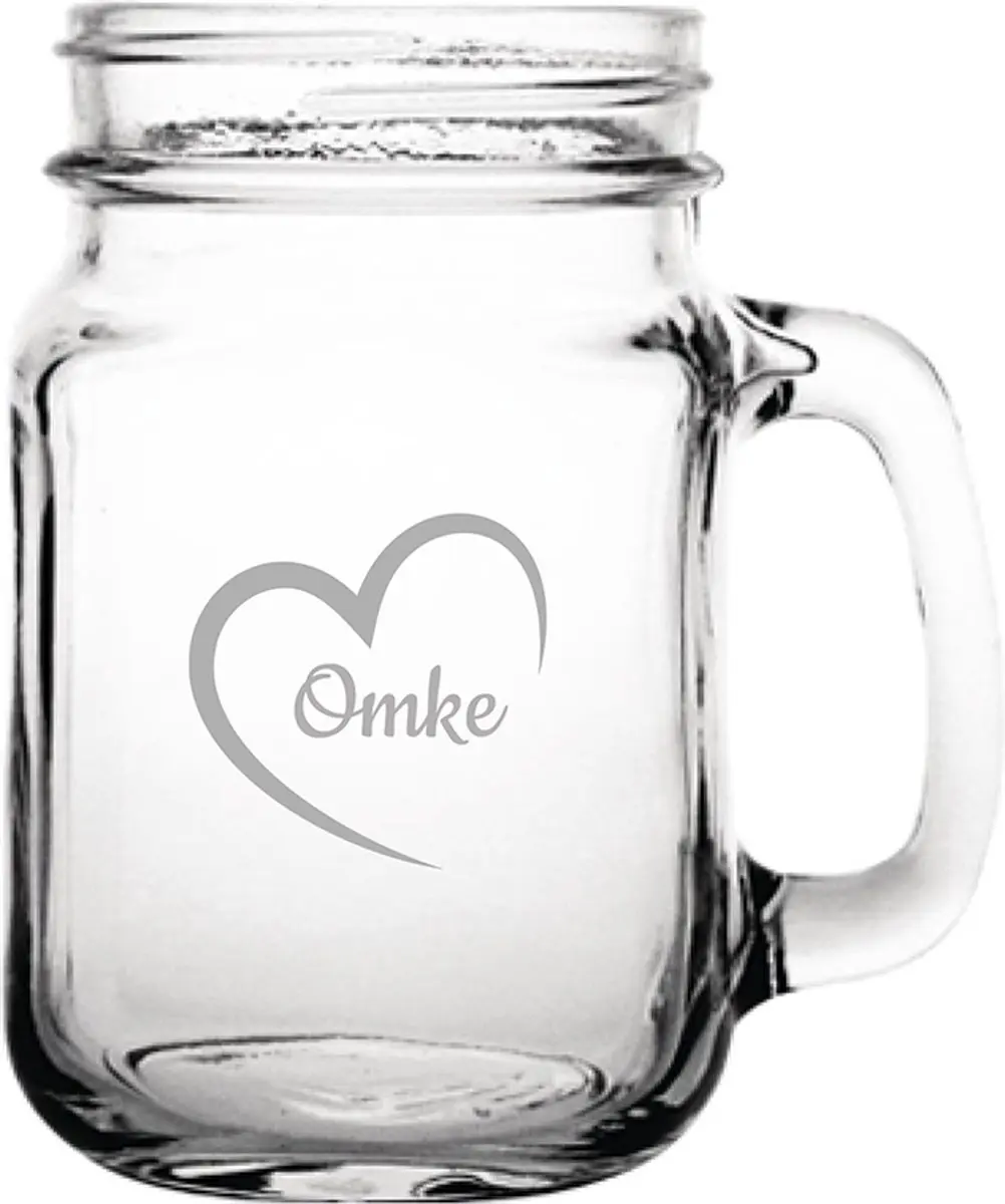 Gegraveerde Drinkglas 45cl Omke mei hert