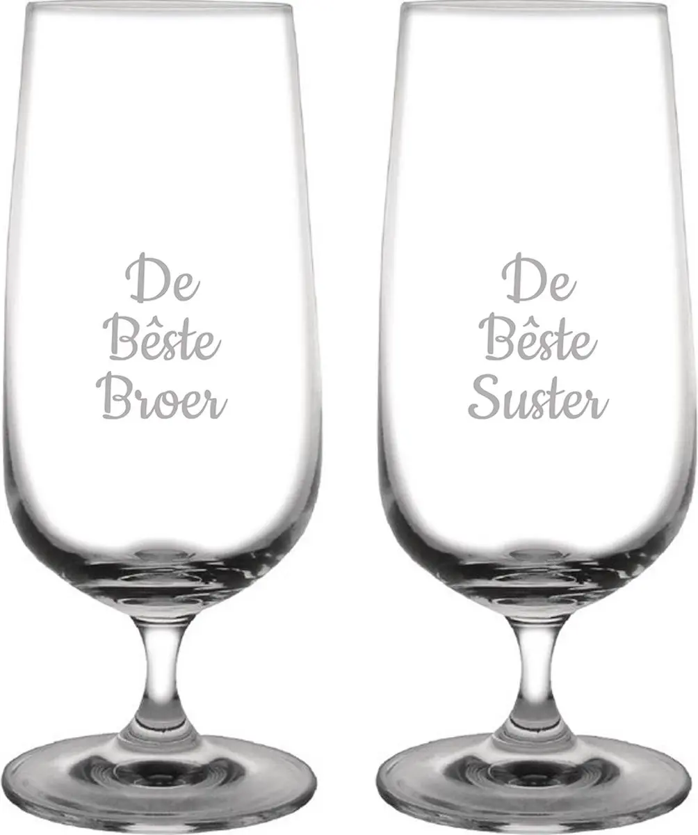 Gegraveerde bierglas op voet 41cl De Bêste Broer- De Bêste Suster