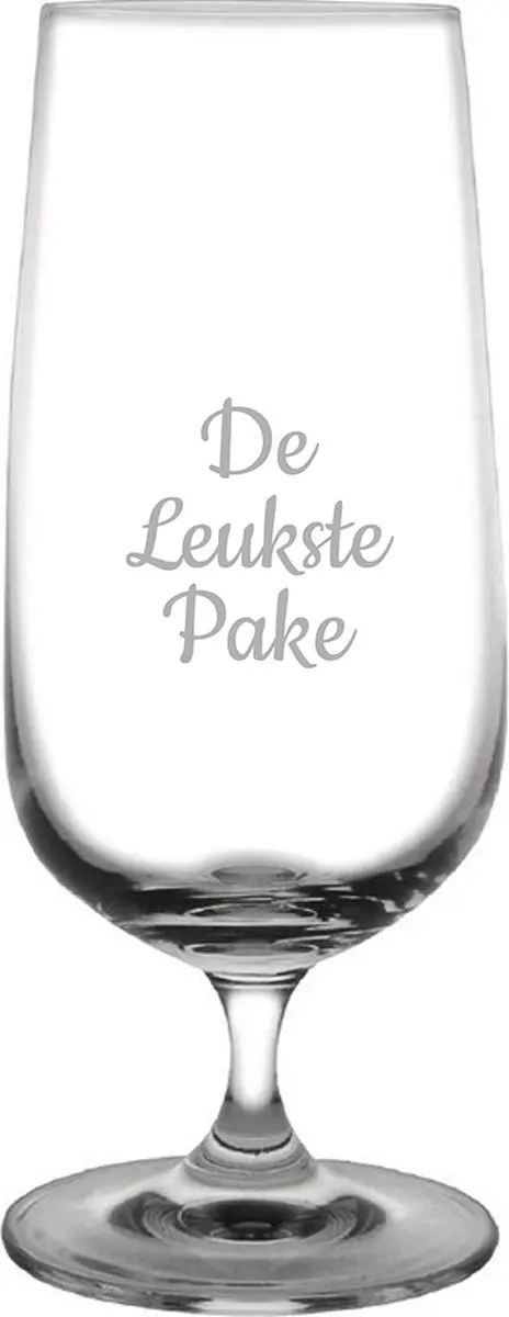 Gegraveerde bierglas op voet 41cl De Leukste Pake