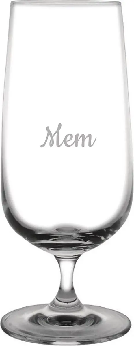 Gegraveerde bierglas op voet 41cl Mem