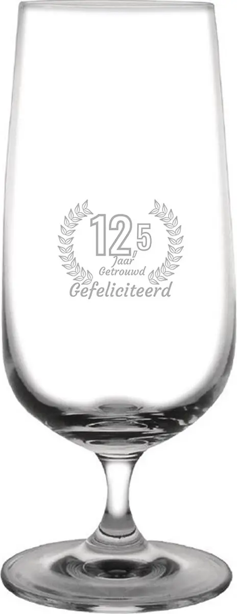 Gegraveerde Bierglas op voet 41cl Gefeliciteerd 12,5 jaar getrouwd