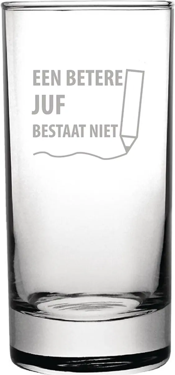 Gegraveerde longdrinkglas 28,5cl een betere juf bestaat niet