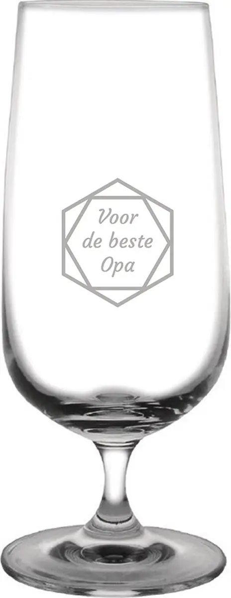 Gegraveerde bierglas op voet 41cl voor de beste Opa in hexagon