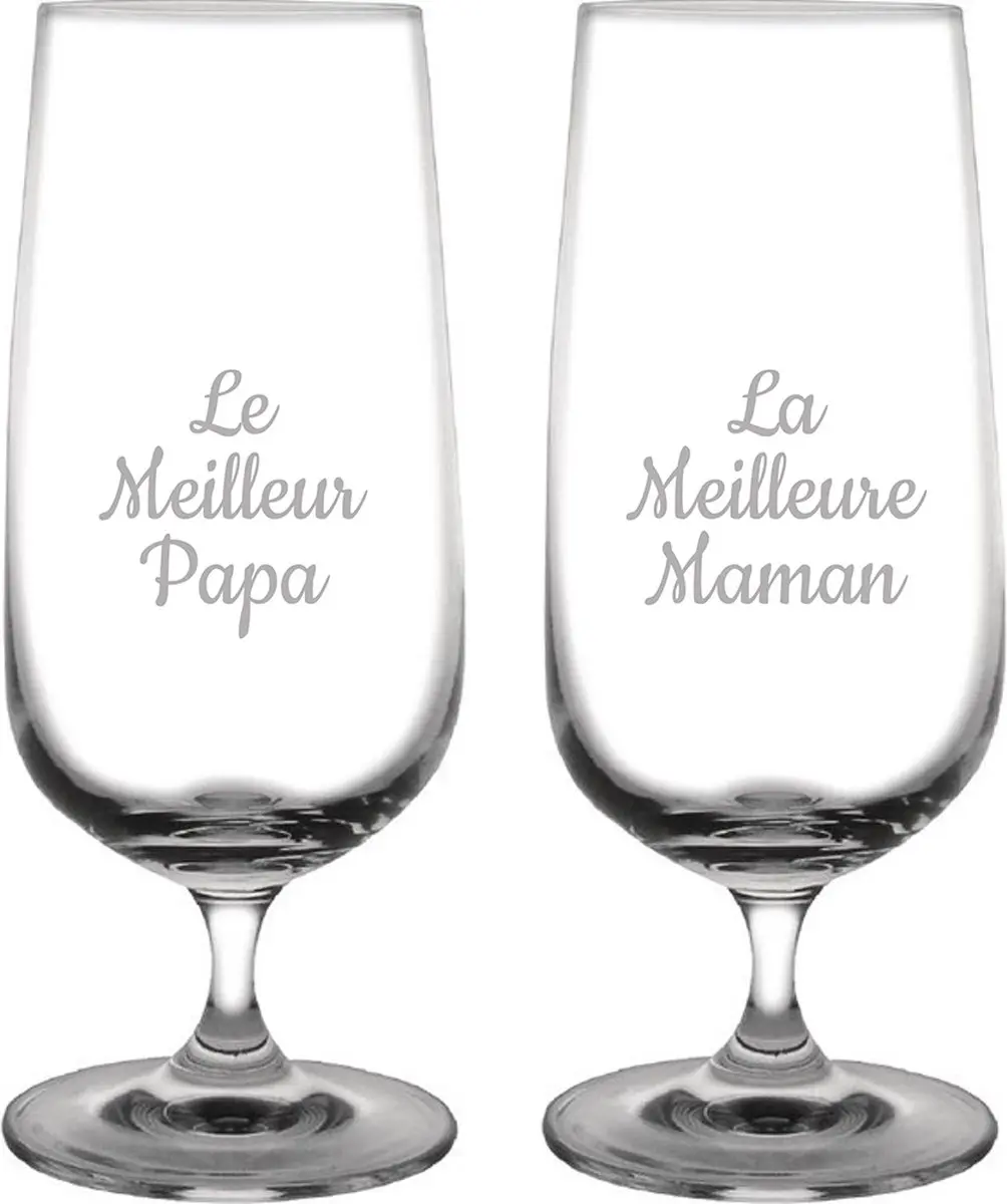 Bierglas op voet gegraveerd