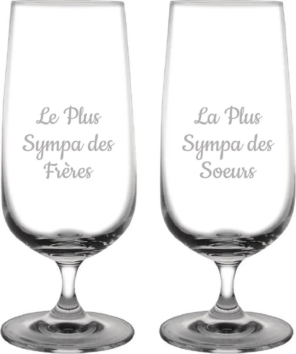 Bierglas op voet gegraveerd