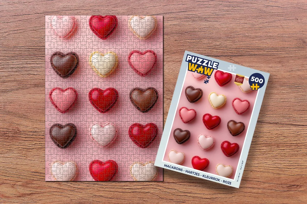 PuzzleWow Macarons Hartjes Legpuzzel 500 Stuks - Kleurrijk