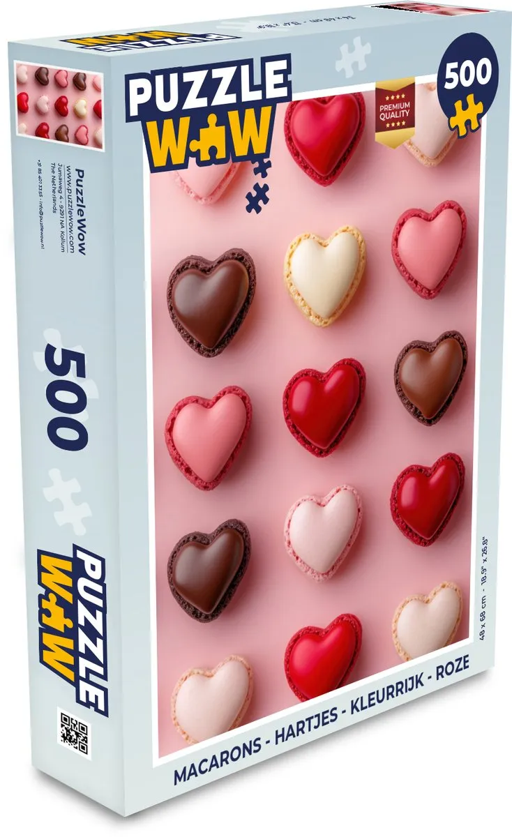 PuzzleWow Macarons Hartjes Legpuzzel 500 Stuks - Kleurrijk
