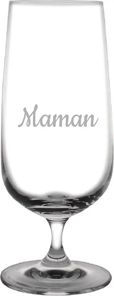 Bierglas op voet gegraveerd