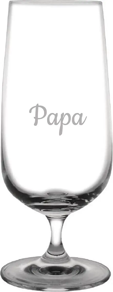 Bierglas op voet gegraveerd