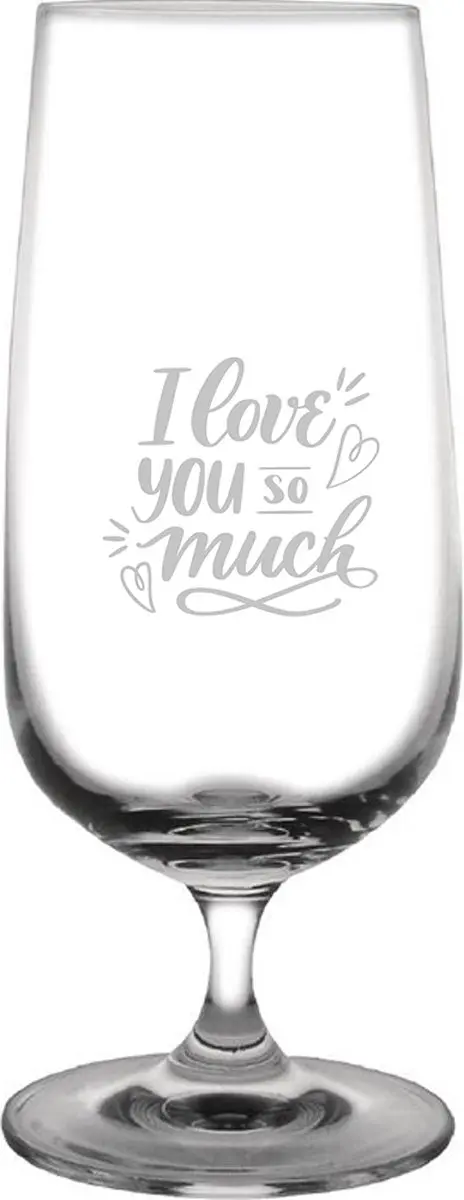 Gegraveerde bierglas op voet 41cl I Love you so much