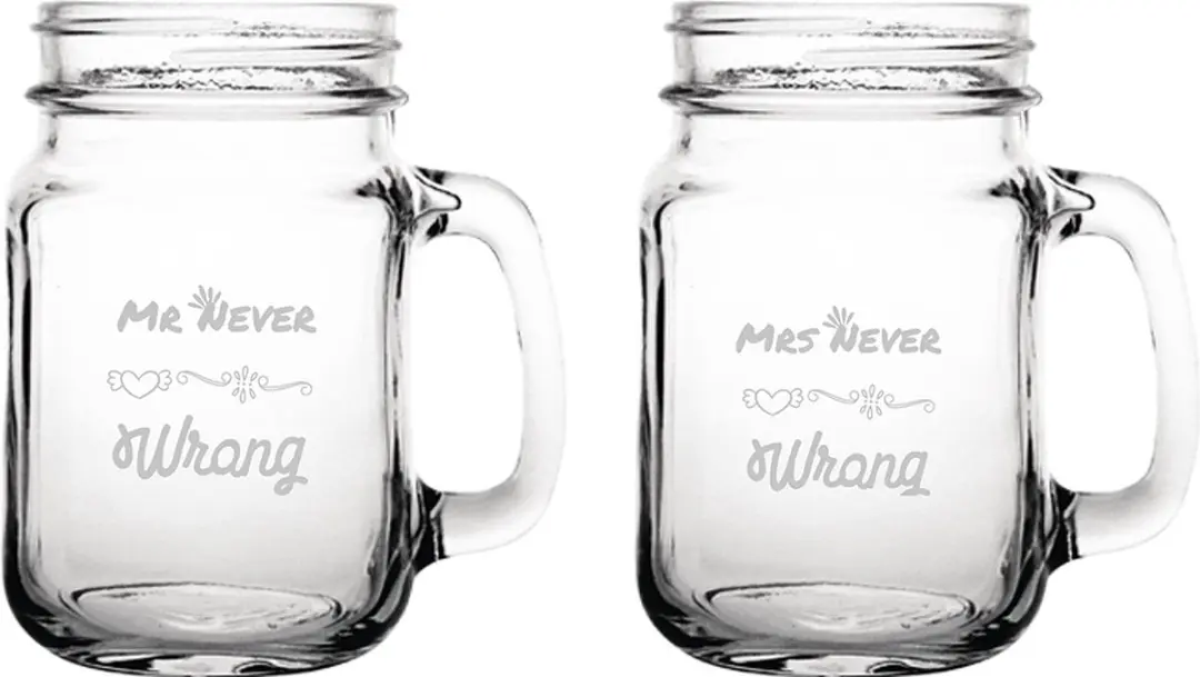 Gegraveerde set drinkglazen 45cl Mr. Never wrong