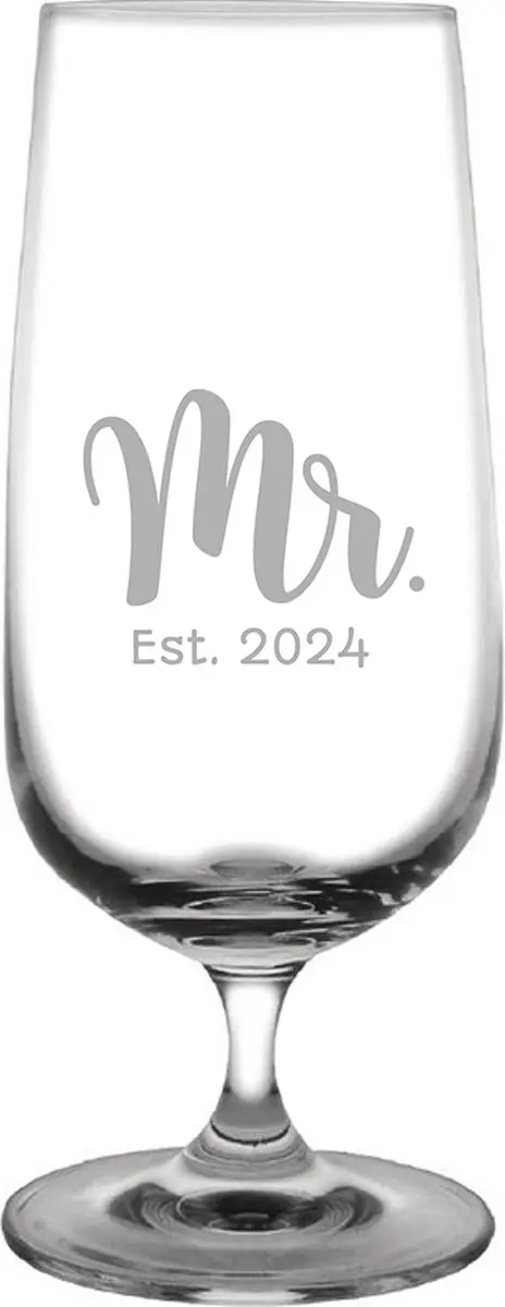 Gegraveerde Bierglas op voet 41cl Mr. Est. 2024