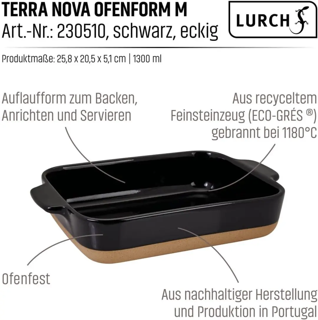 Lurch Terra Nova Ovenschaal 1300ml Zwart/Crème - afbeelding 6 van 6