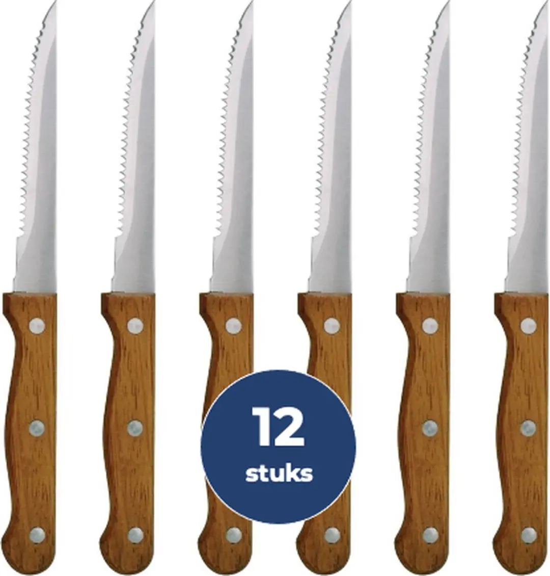 Steakmes, hout heft, 12 stuks