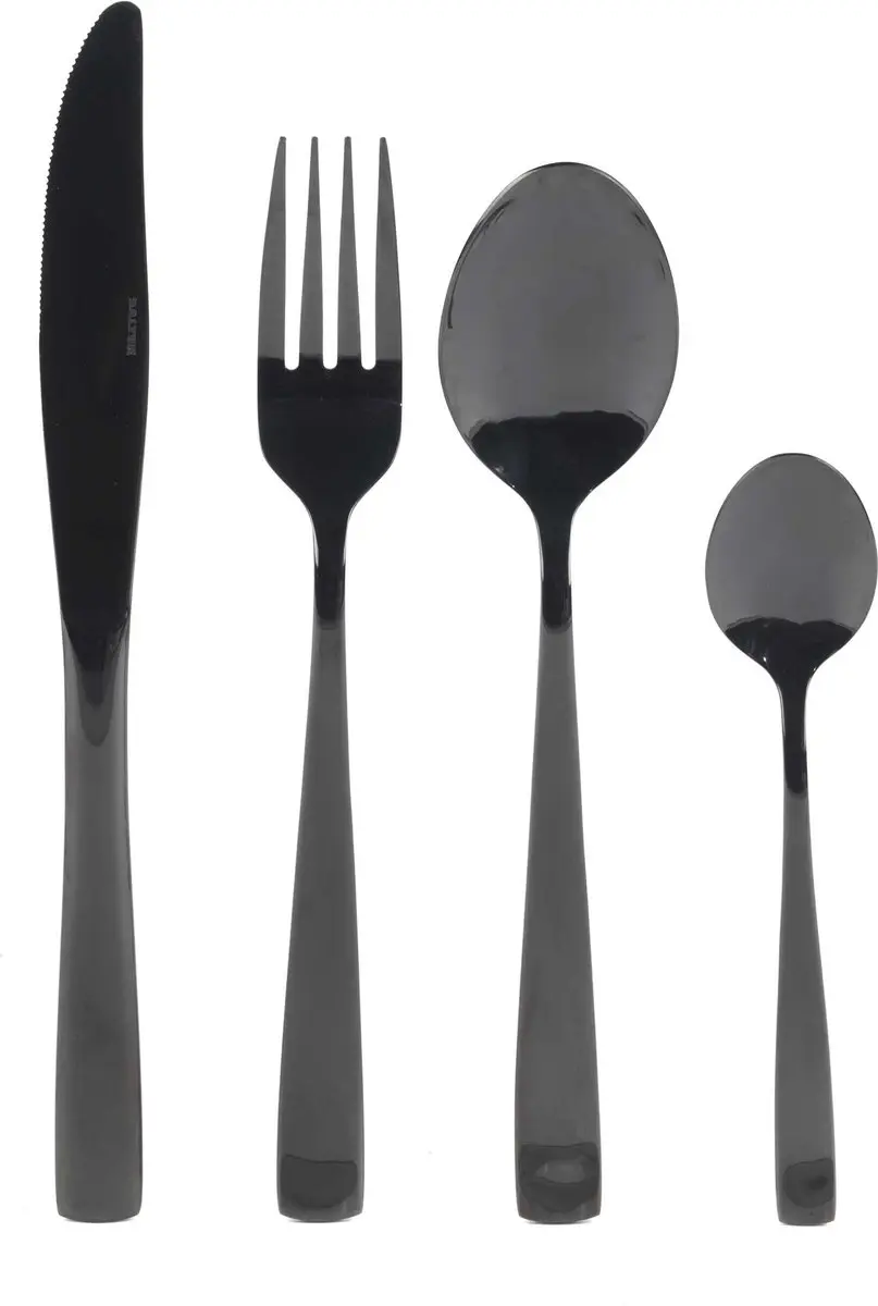 Salter Cutlery Set Zwart roestvrij staal 16-delige tafelgerei glanzende afwerkin
