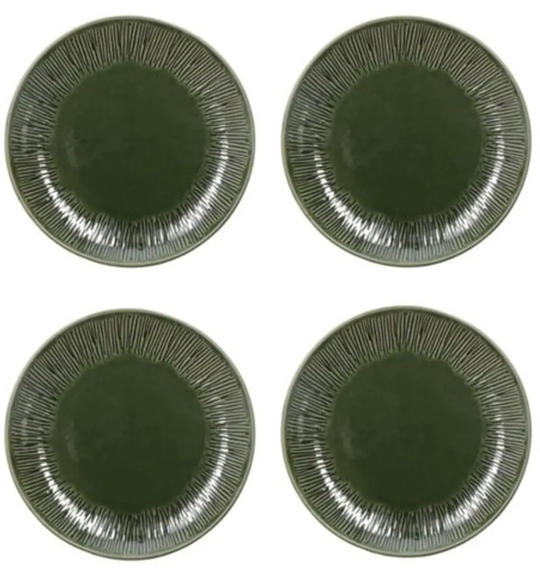 Ontbijtbord, Set van 4 Stuks, 21.5 cm, Groen, Keramiek