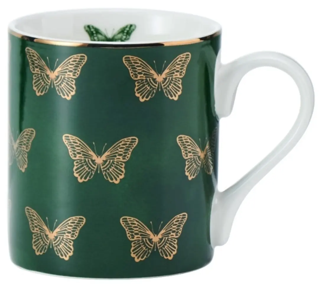 Mok, Beker, 0.28 L, Vlinders, Groen, Porselein