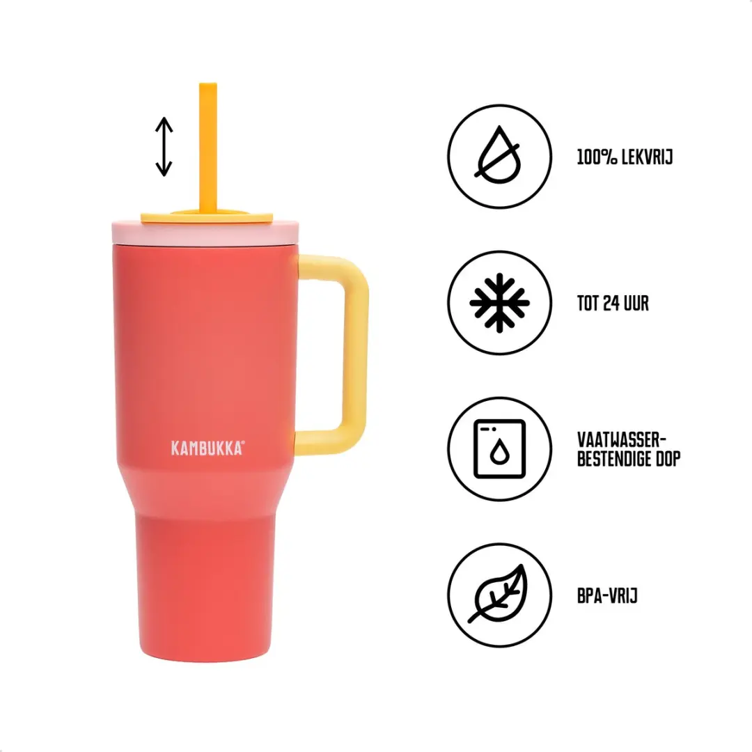 Kambukka Rio Tumbler 950ml - Pink Papaya - afbeelding 2 van 6