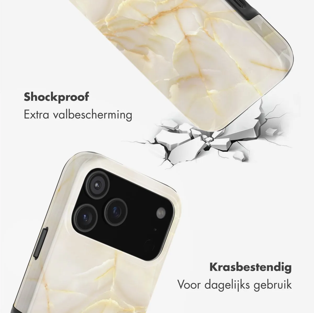 Selencia Hoesje iPhone 17 Pro Max - Golden Beige Marble