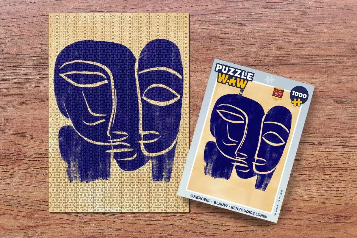 PuzzleWow Legpuzzel 1000 Stuks - Okergeel/Blauw