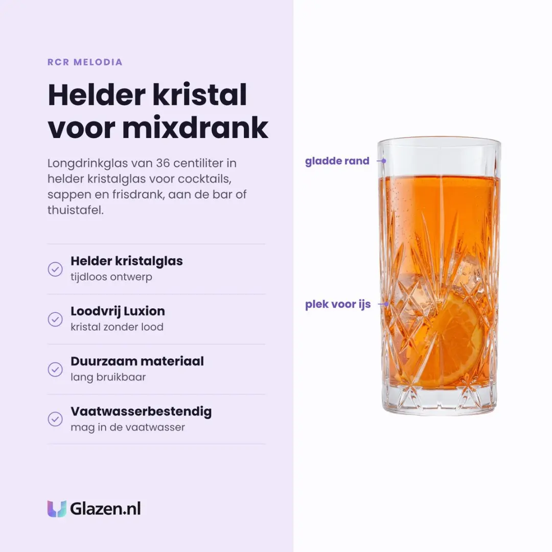 RCR Melodia Longdrinkglas 36cl - 6 Stuks - afbeelding 3 van 6