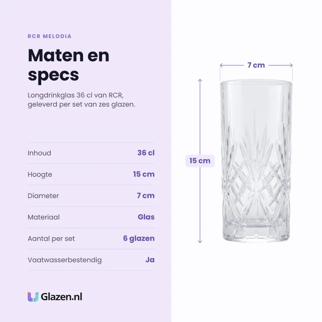 RCR Melodia Longdrinkglas 36cl - 6 Stuks - afbeelding 5 van 6