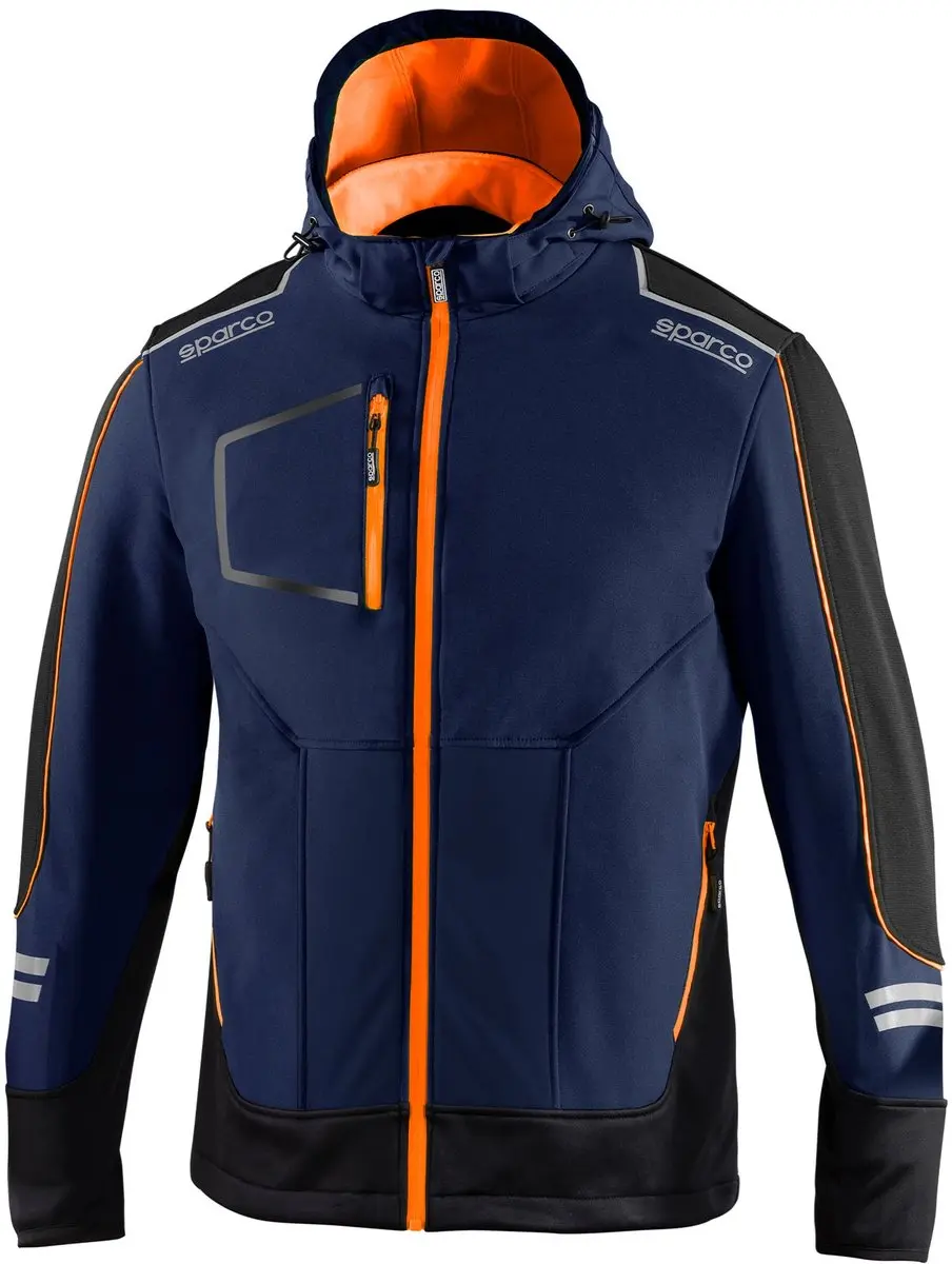 Sparco Tech York Softshell Jas - Zwart/Oranje