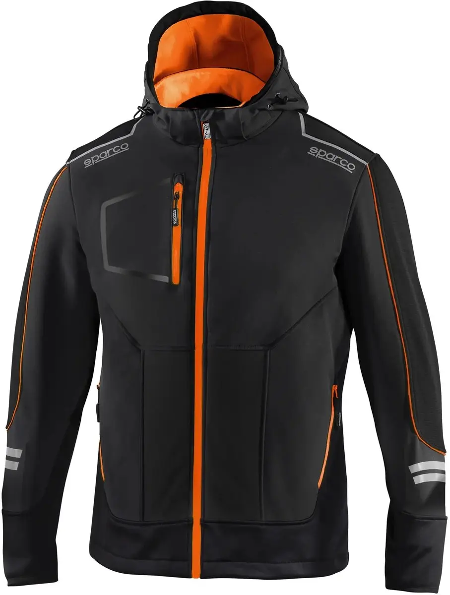 Sparco Tech York Softshell Jas - Zwart/Oranje - Maat XXXL
