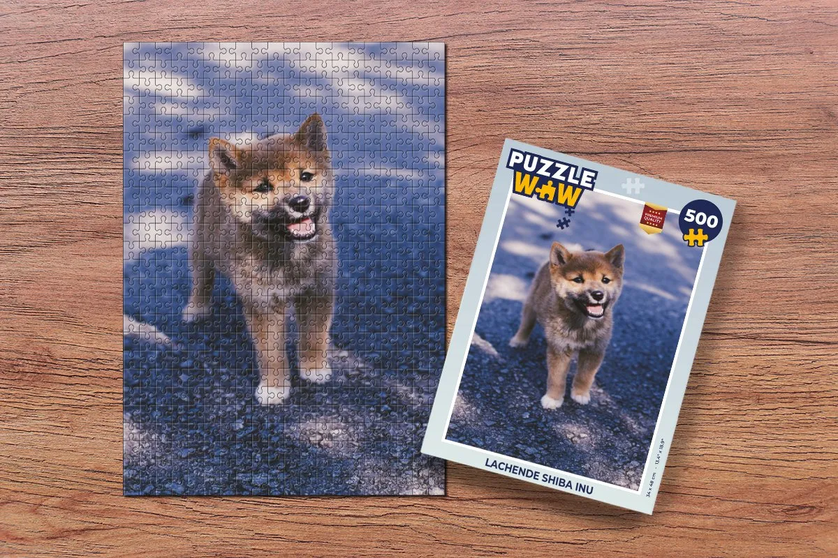 PuzzleWow Lachende Shiba Inu Legpuzzel 500 Stuks - Multicolor