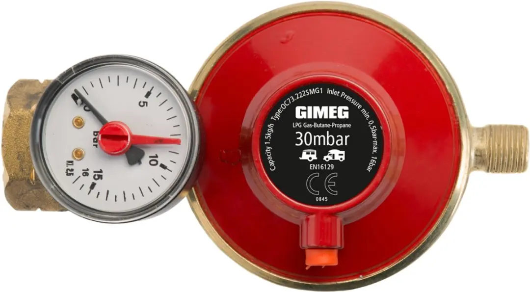 Gimeg Universele Drukregelaar Afblaas 1/4" Links 30mbar - Rood - afbeelding 3 van 3