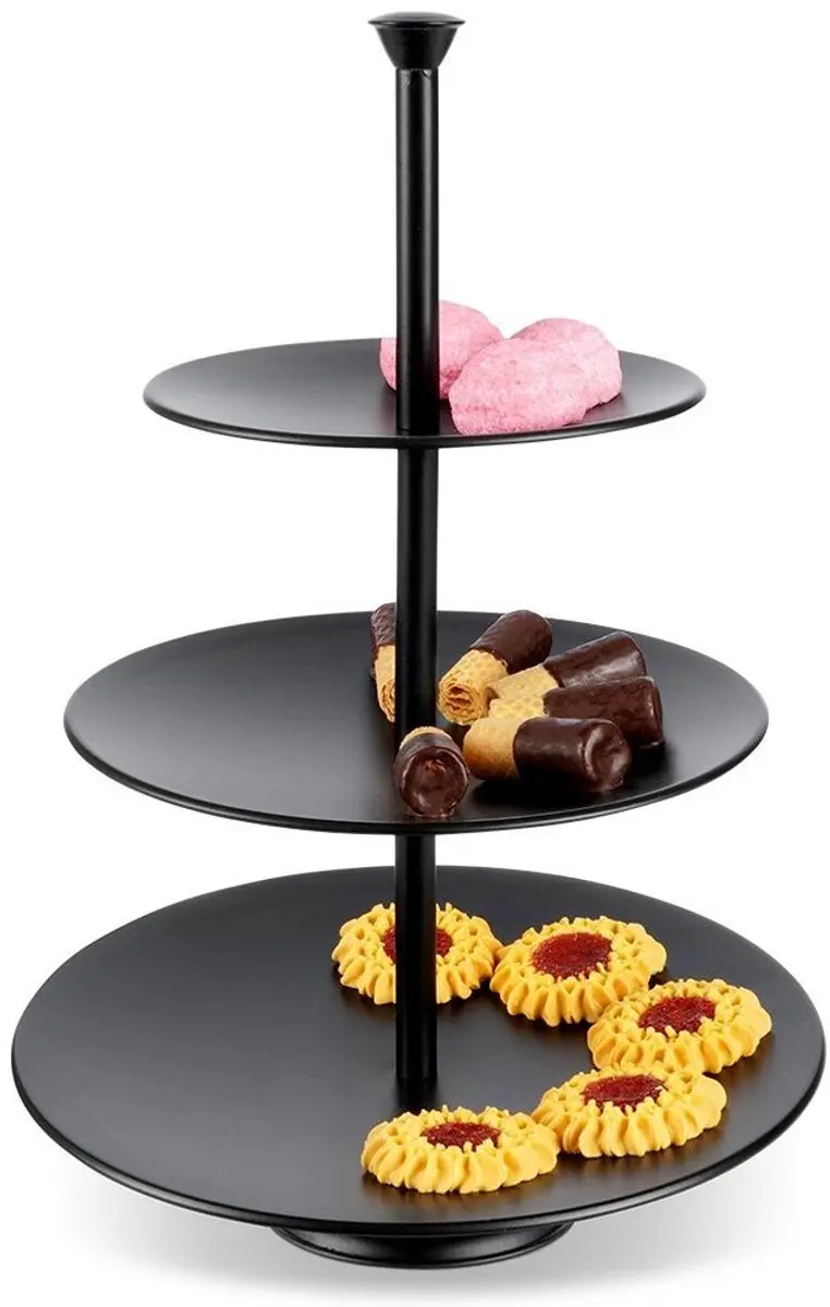 Excellent Houseware Etagere 3 Laags Mat Zwart