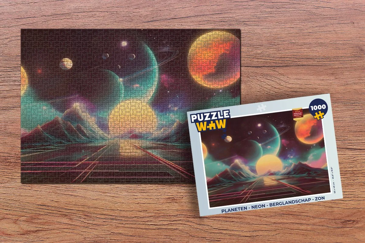 PuzzleWow Planeten Neon Legpuzzel 1000 Stuks - Berglandschap