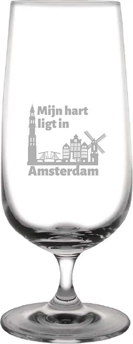 Gegraveerde bierglas op voet 41cl Amsterdam