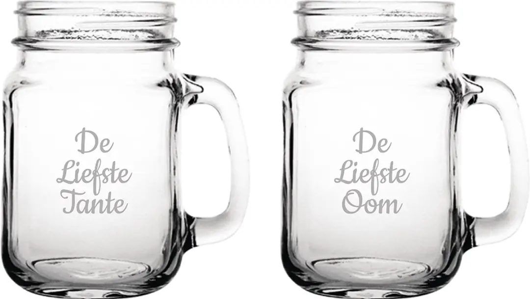 Gegraveerde Drinkglas 45cl De Liefste Tante-De Liefste Oom
