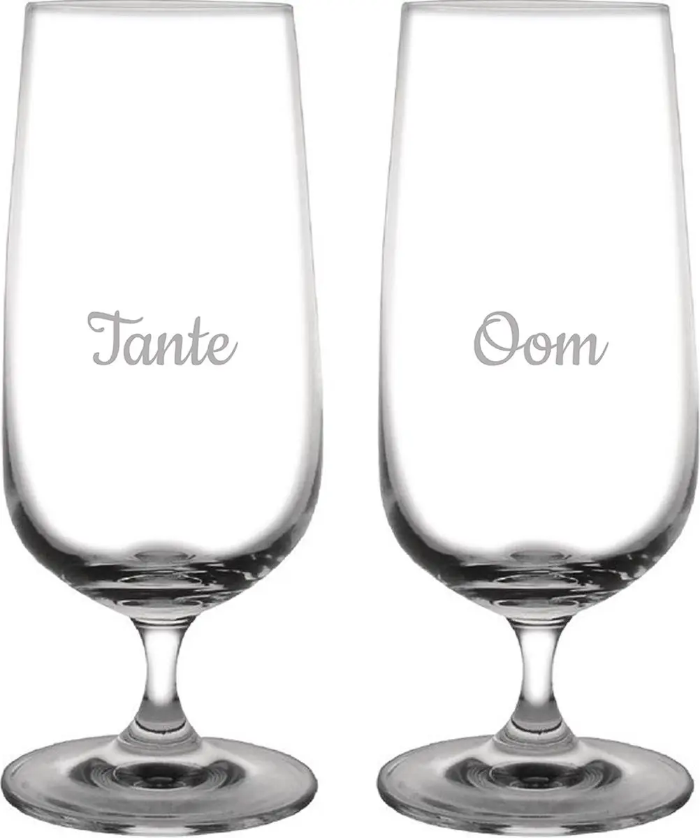 Gegraveerde bierglas op voet 41cl Tante & Oom