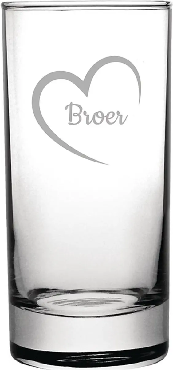 Gegraveerde longdrinkglas 28,5cl Broer met hartje
