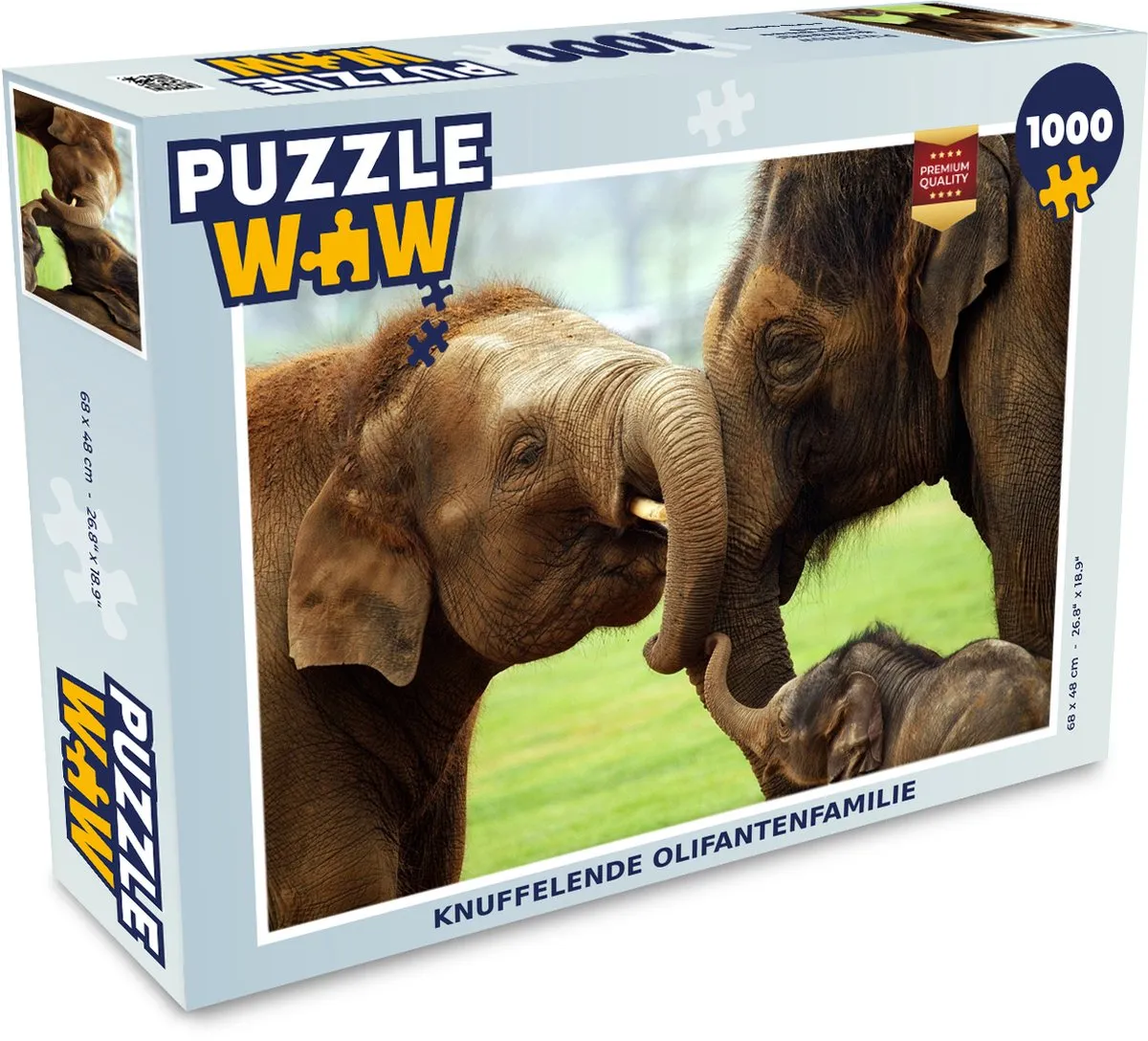 PuzzleWow Olifanten Legpuzzel 1000 Stuks - Multicolor