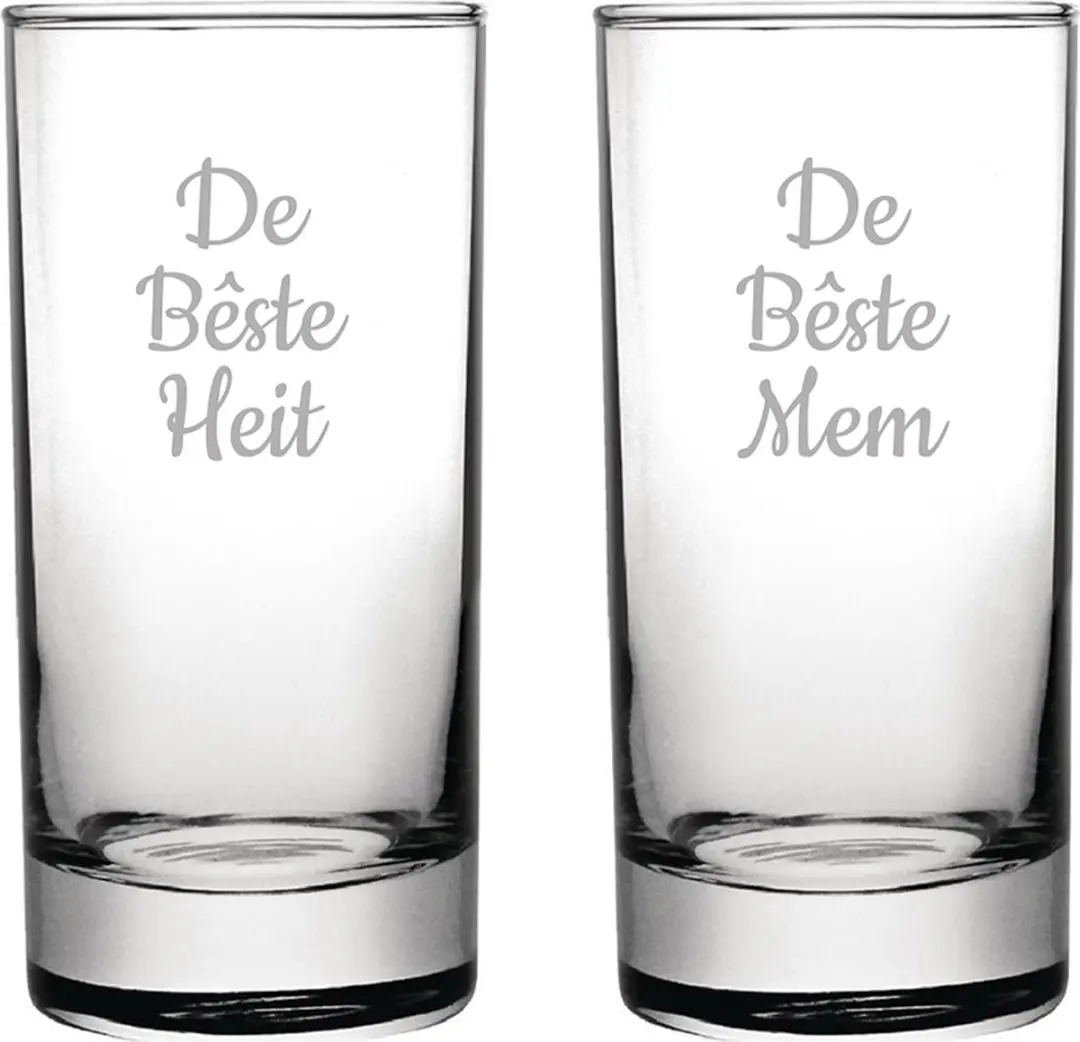 Gegraveerde longdrinkglas 28,5cl De Bêste Mem-De Bêste Heit