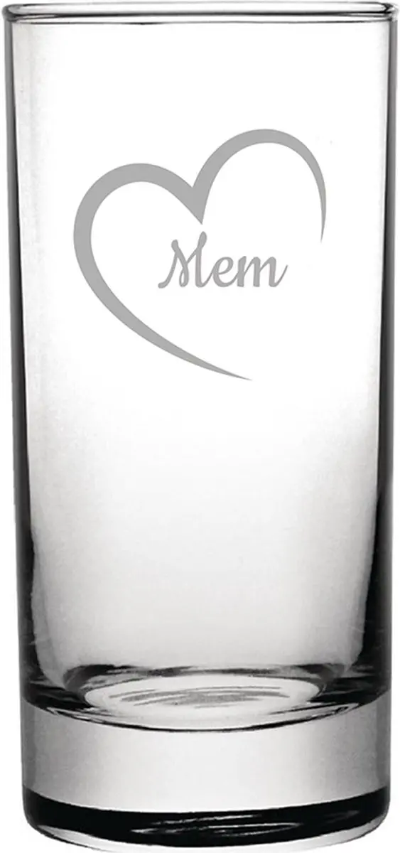 Gegraveerde longdrinkglas 28,5cl Mem mei hert