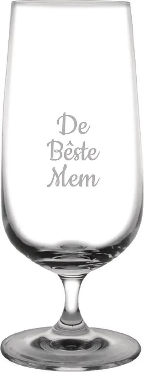 Gegraveerde bierglas op voet 41cl De Bêste Mem