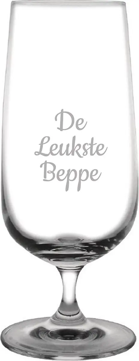 Gegraveerde bierglas op voet 41cl De Leukste Beppe