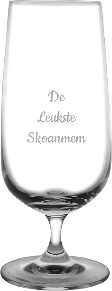 Gegraveerde bierglas op voet 41cl De Leukste Skoanmem