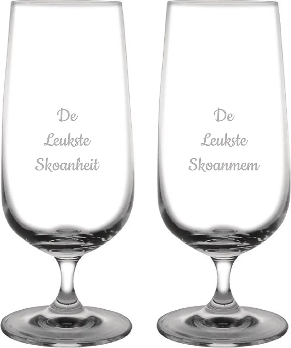 Gegraveerde bierglas op voet 41cl De Leukste Skoanheit-De Leukste Skoanmem