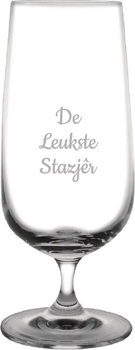 Gegraveerde bierglas op voet 41cl De Leukste Stazjêr